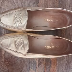 CHANEL Metallic Gold Flats